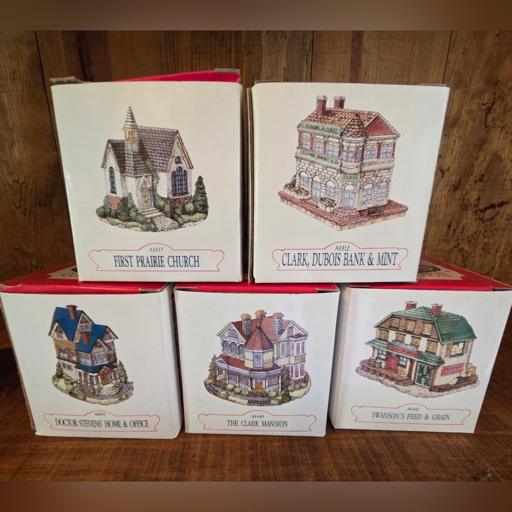 Liberty Falls Mini Houses Village Town Bundle of 5 Church Bank Feed Store Doctor